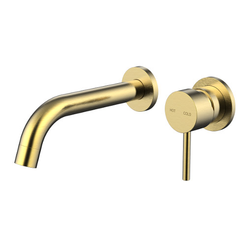 Cioso Wall Basin Mixer No Plate Pin Down Brushed Brass