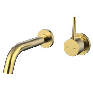 Cioso Wall Basin Mixer No Plate Pin Up Brushed Brass