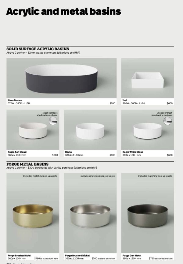 Marquids Acrylic And Metal Basins