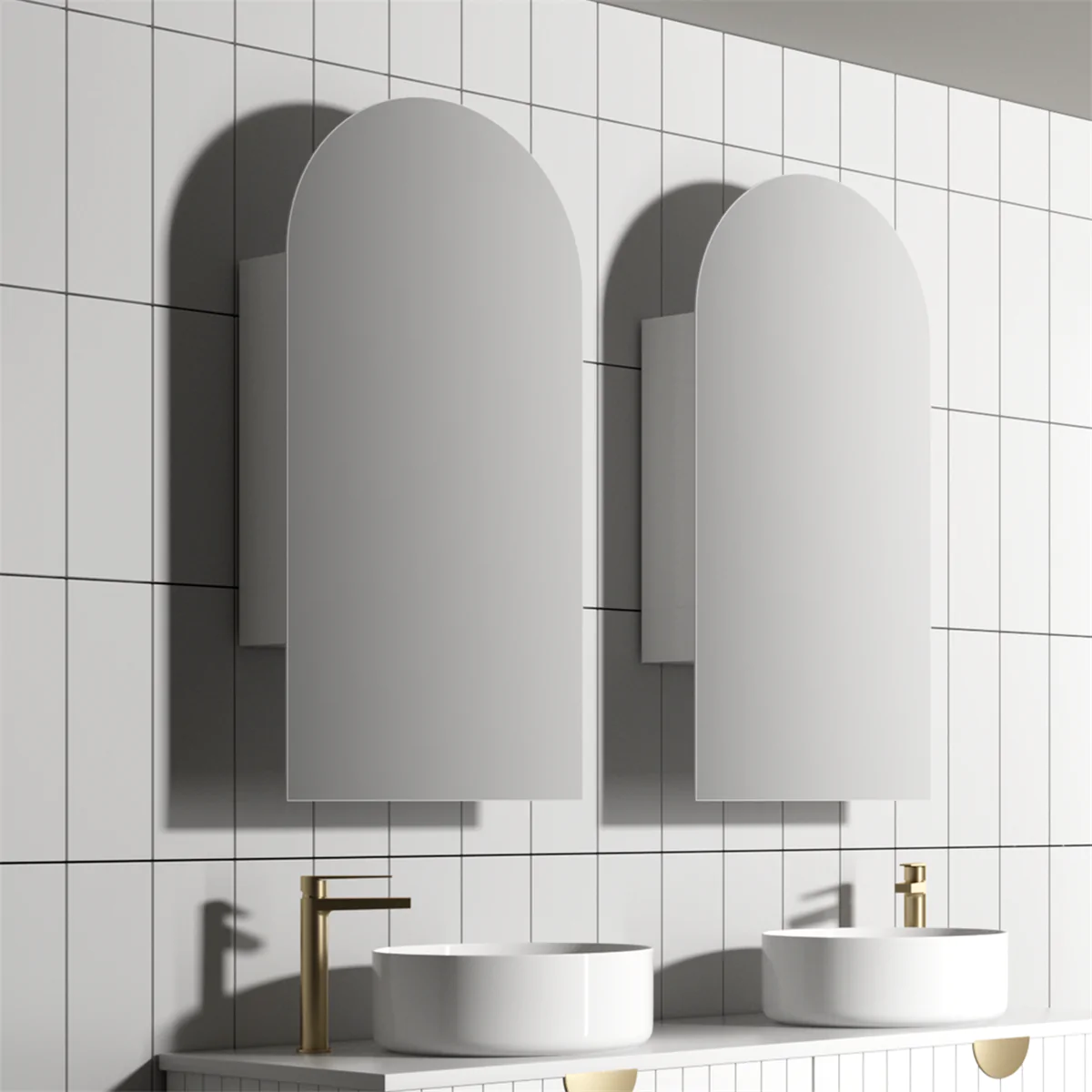 Cassa Design Arched 900 450 Mm Matte White Shaving Cabinet Side 1200x1200.png
