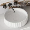 Cassa Design V Groove 360mm Solid Surface Stone Above Counter Basin Matte White Top 695x695