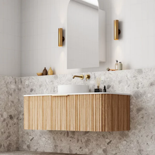 Cassa Design V Groove 1200mm Wall Hung Vanity Natural Oak Side 695x695