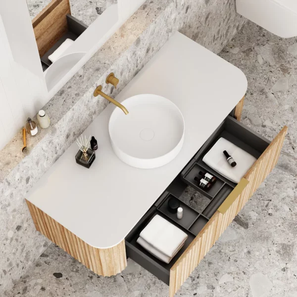 Cassa Design V Groove 1200mm Wall Hung Vanity Natural Oak Top 695x695