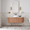 Cassa Design V Groove 1200mm Wall Hung Vanity Walnut Front 695x695