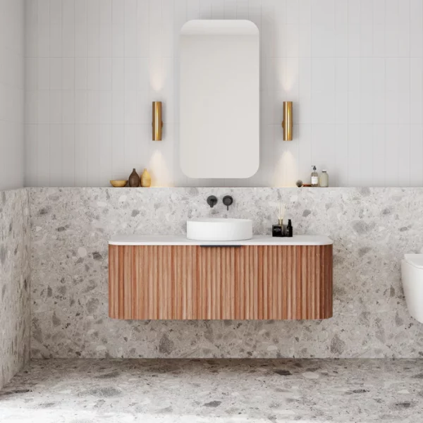 Cassa Design V Groove 1200mm Wall Hung Vanity Walnut Front 695x695