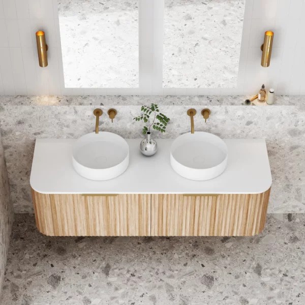 Cassa Design V Groove 1500mm Wall Hung Vanity Natural Oak Top 695x695