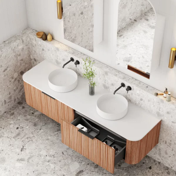 Cassa Design V Groove 1800mm Wall Hung Vanity Walnut Top 695x695