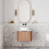 Cassa Design V Groove 600mm Wall Hung Vanity Walnut Front 695x695