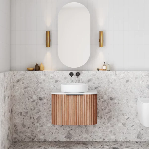 Cassa Design V Groove 600mm Wall Hung Vanity Walnut Front 695x695