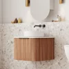 Cassa Design V Groove 600mm Wall Hung Vanity Walnut Side 695x695