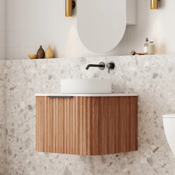 Cassa Design V Groove 600mm Wall Hung Vanity Walnut Side 695x695