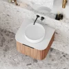 Cassa Design V Groove 600mm Wall Hung Vanity Walnut Top 695x695