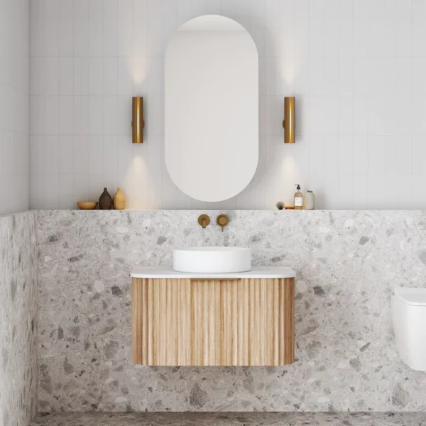 Cassa Design V Groove 750mm Wall Hung Vanity Narural Oak Front 695x695