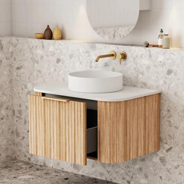 Cassa Design V Groove 750mm Wall Hung Vanity Narural Oak Side 695x695