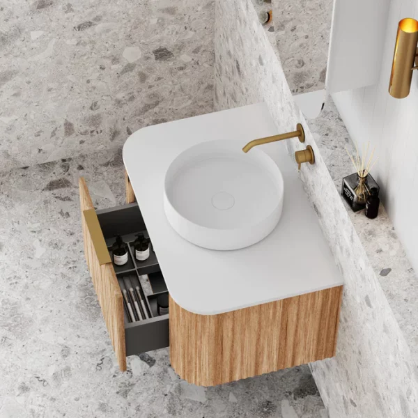 Cassa Design V Groove 750mm Wall Hung Vanity Narural Oak Top 695x695