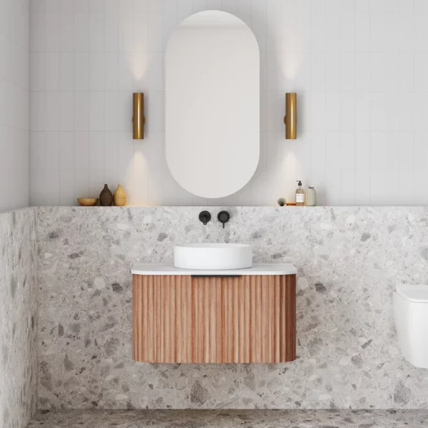 Cassa Design V Groove 750mm Wall Hung Vanity Walnut Front 695x695