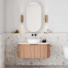 Cassa Design V Groove 900mm Wall Hung Vanity Walnut Front 695x695
