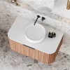 Cassa Design V Groove 900mm Wall Hung Vanity Walnut Top 695x695