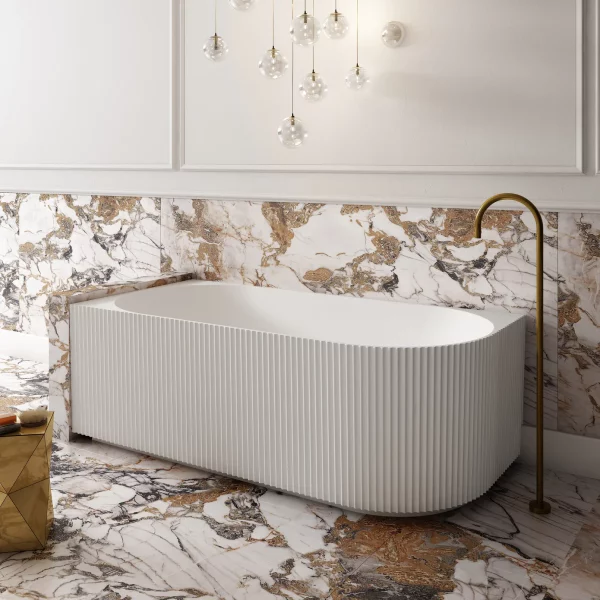 Cassa Design V Groove 1500 1700mm Freestanding Corner Bath Left Hand Corner Matte White Side 1390x1390.jpg