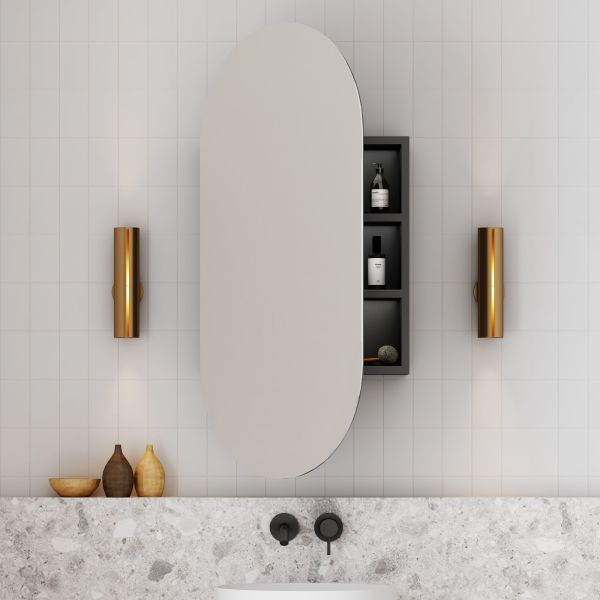 Cassa Design Elli Pill Shaving Cabinet 900 450mm Matte Black 1