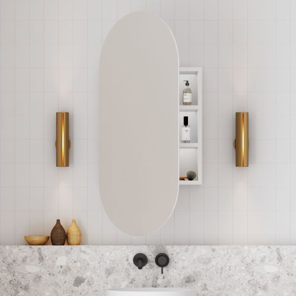Cassa Design Elli Pill Shaving Cabinet 900 450mm Matte White 1