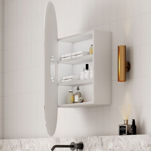 Cassa Design Elli Pill Shaving Cabinet 900 450mm Matte White 2
