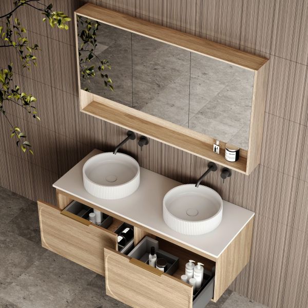 Cassa Design Cicero 1200mm Wall Hung Vanity Natural Walnut Top