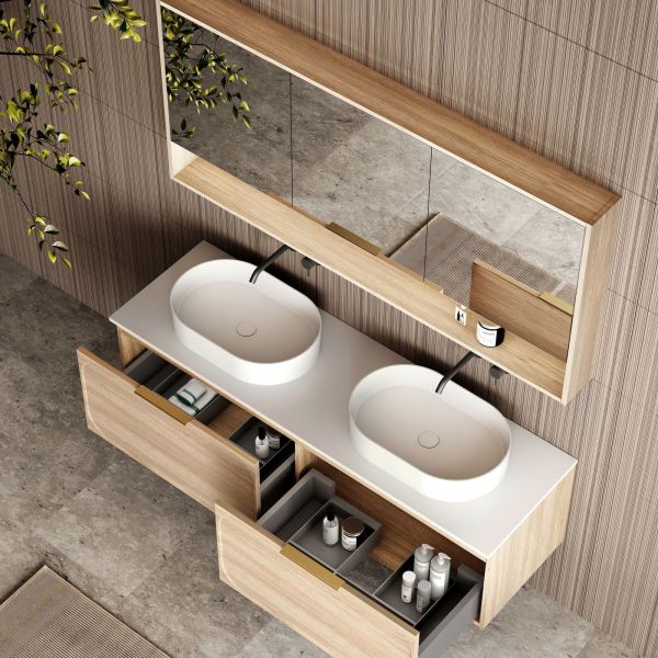 Cassa Design Cicero 1500mm Wall Hung Vanity Natural Oak Top