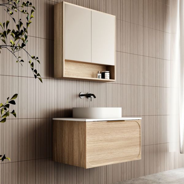 Cassa Design Cicero 750mm Wall Hung Vanity Natural Oak Side