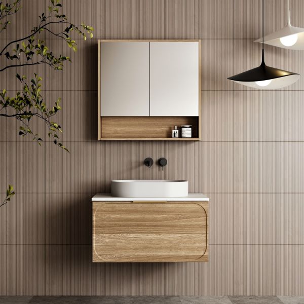 Cassa Design Cicero 750mm Wall Hung Vanity Natural Walnut Front