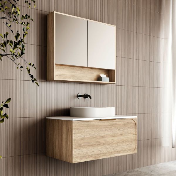 Cassa Design Cicero 900mm Wall Hung Vanity Natural Oak Side