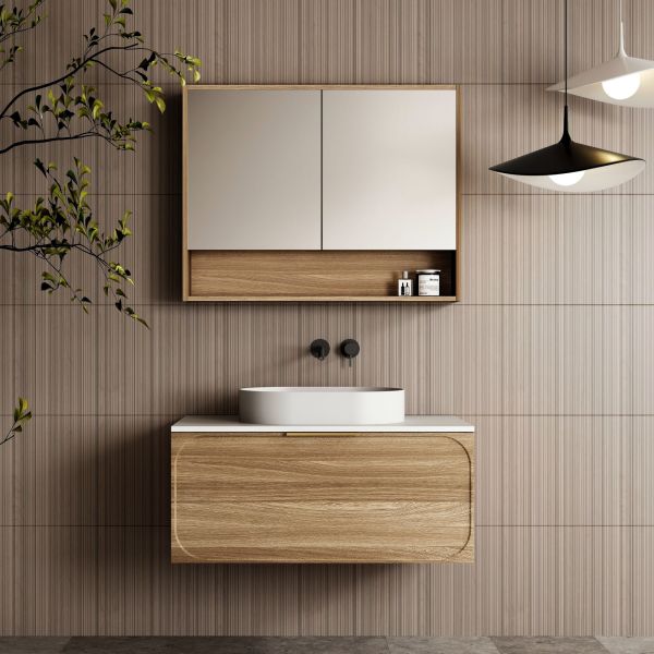 Cassa Design Cicero 900mm Wall Hung Vanity Natural Walnut Front