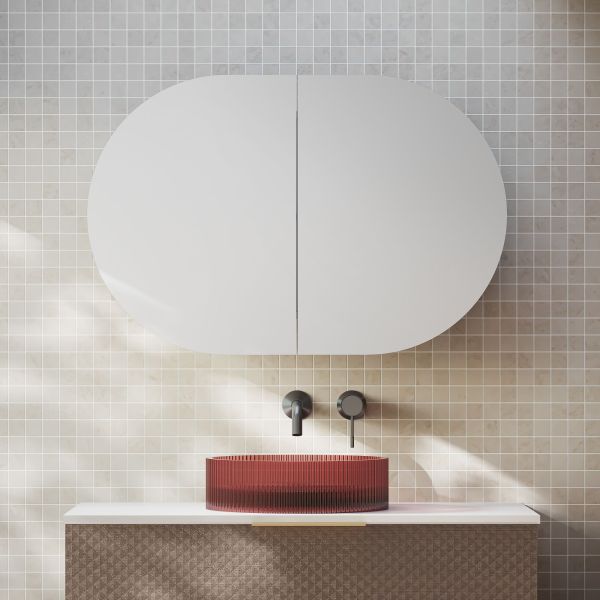 Cassa Design Elli Pill 900 600mm Shaving Cabinet Matte White Front