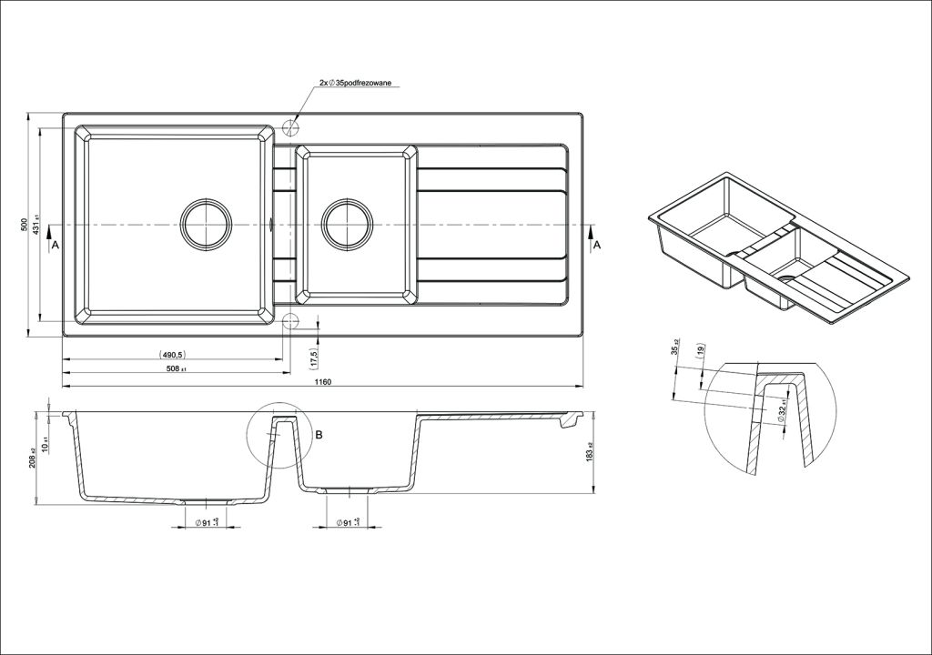 Granite Kitchen Sinkm Gs408b