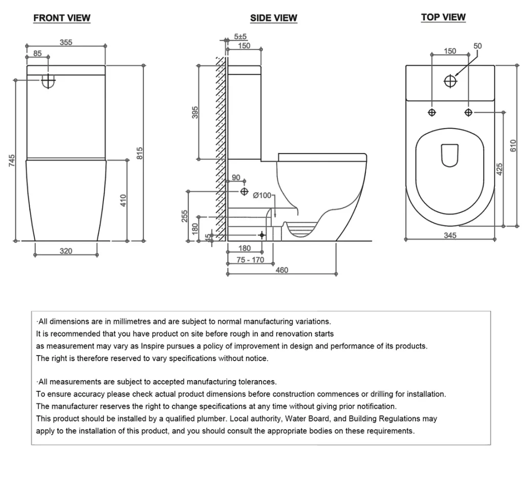 Deluso Back To Wall Specifications